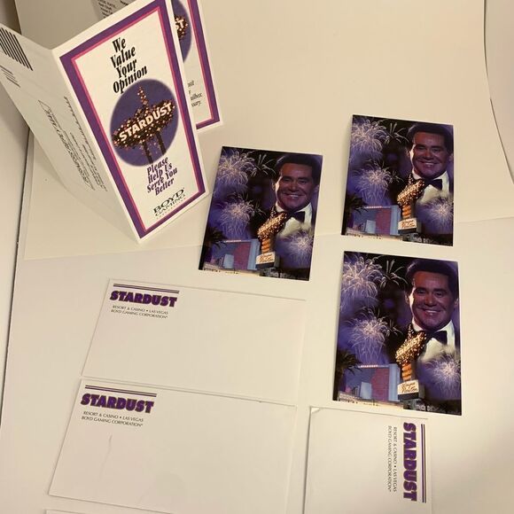 Stardust Resort Casino Wayne Newton Postcards Guest Survey Las Vegas Nevada Bar - Picture 1 of 16